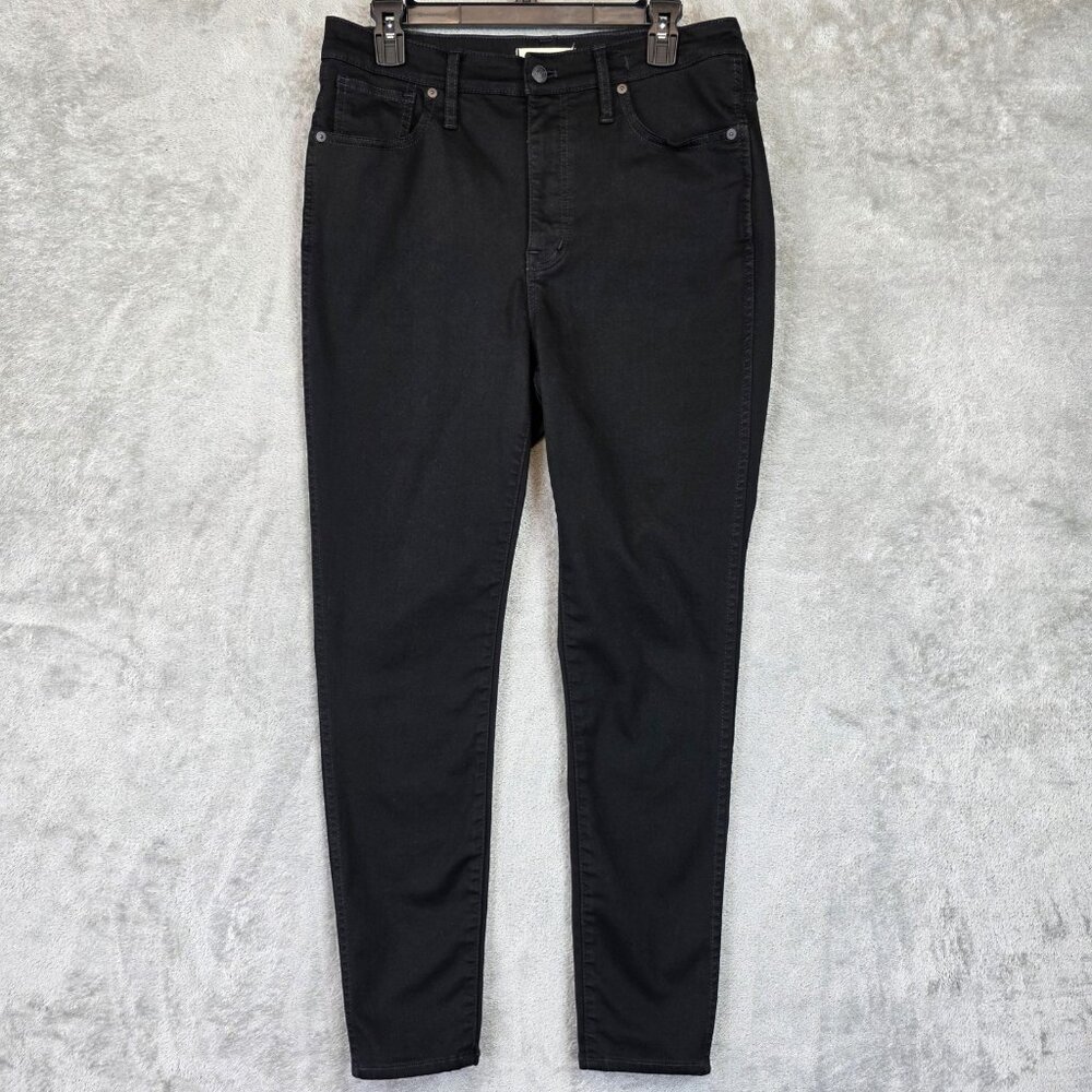 Madewell 10-Inch High Rise Skinny Jeans Womens 31 Black Dark Wash Stretch Denim